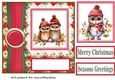 Poinsettia Christmas owl family card front 6