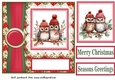 Poinsettia Christmas owl family card front 7