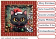 Black cat in a tangle Christmas card front 4