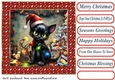 Black cat in a tangle Christmas card front 7