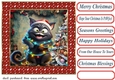 Black cat in a tangle Christmas card front 8