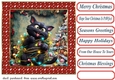 Black cat in a tangle Christmas card front 9