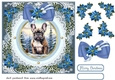 Blue Christmas dog card front 1