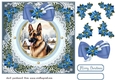 Blue Christmas dog card front 2