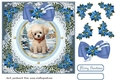 Blue Christmas dog card front 3
