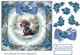 Blue Christmas dog card front 7