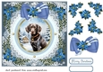 Blue Christmas dog card front 8