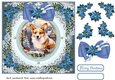 Blue Christmas dog card front 9