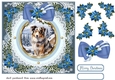 Blue Christmas dog card front 10