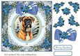 Blue Christmas dog card front 14
