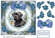 Blue Christmas dog card front 16