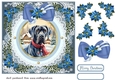 Blue Christmas dog card front 17