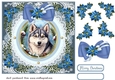 Blue Christmas dog card front 18