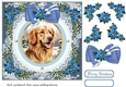 Blue Christmas dog card front 27