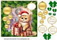 Christmas kitten with hanging baubles card front 4