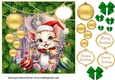 Christmas kitten with hanging baubles card front 5