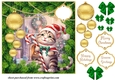 Christmas kitten with hanging baubles card front 8