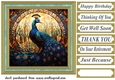 Stained glass peacock card front 1
