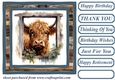 Blue framed Highland cow card front 5