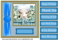 Blue fence farm animal card front 2