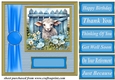 Blue fence farm animal card front 3