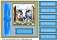 Blue fence farm animal card front 5