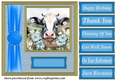 Blue fence farm animal card front 6