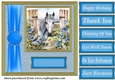 Blue fence farm animal card front 7