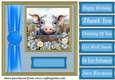 Blue fence farm animal card front 8