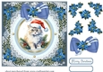 Blue Christmas cat card front 2