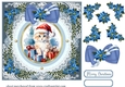 Blue Christmas cat card front 3