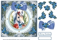Blue Christmas horse card front 5