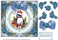 Blue Christmas penguin card front 1