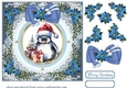 Blue Christmas penguin card front 4