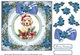 Blue Christmas pup card front 1