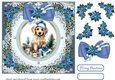 Blue Christmas pup card front 2
