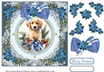 Blue Christmas pup card front 4
