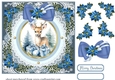 Blue Christmas reindeer card front 2