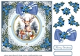 Blue Christmas reindeer card front 3