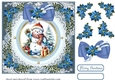Blue Christmas Snowman card front 1