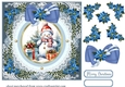 Blue Christmas Snowman card front 2