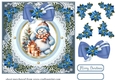 Blue Christmas Snowman card front 3