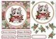 Christmas embroidered kitten card front 1