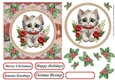 Christmas embroidered kitten card front 3