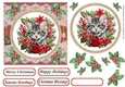 Christmas embroidered kitten card front 4