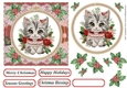 Christmas embroidered kitten card front 5