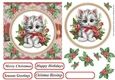 Christmas embroidered kitten card front 6
