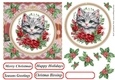 Christmas embroidered kitten card front 7