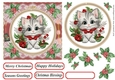 Christmas embroidered kitten card front 8