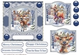 Blue reindeer in a tangle card front